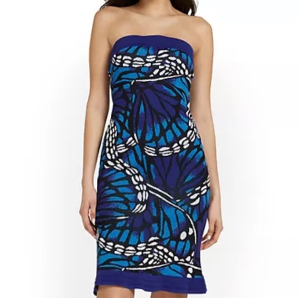 New York & Company Butterfly-Print Strapless Dress - Picture 4 of 10